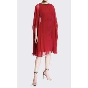 Rickie Freeman by Teri Jon Sheath Dress Pink Sheer Chiffon Cape New